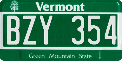 VT license plate BZY354