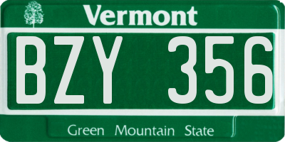 VT license plate BZY356