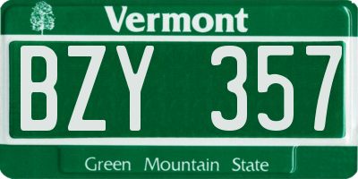 VT license plate BZY357