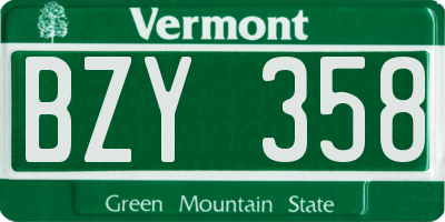 VT license plate BZY358