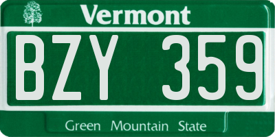 VT license plate BZY359