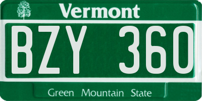 VT license plate BZY360