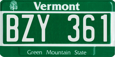VT license plate BZY361