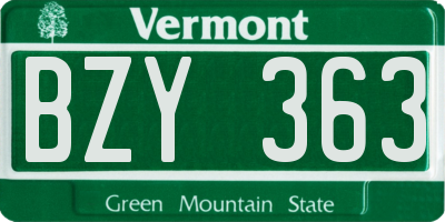 VT license plate BZY363