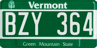 VT license plate BZY364