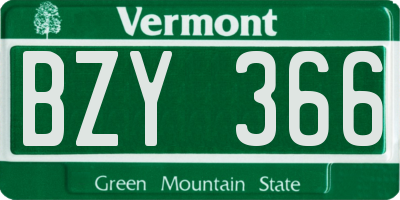 VT license plate BZY366
