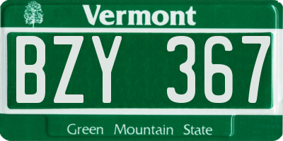 VT license plate BZY367