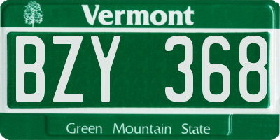 VT license plate BZY368