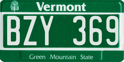 VT license plate BZY369
