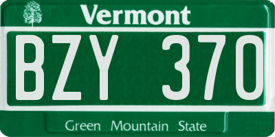 VT license plate BZY370