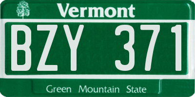 VT license plate BZY371