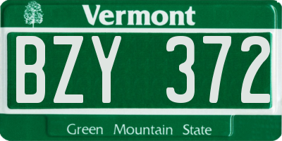 VT license plate BZY372