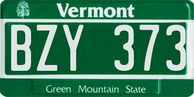 VT license plate BZY373
