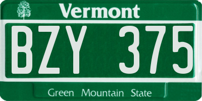 VT license plate BZY375