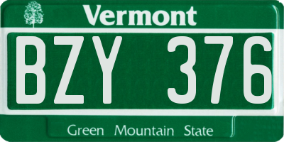 VT license plate BZY376