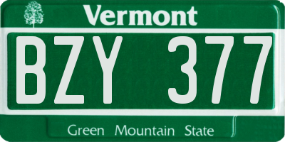 VT license plate BZY377