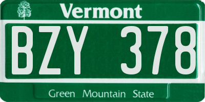 VT license plate BZY378