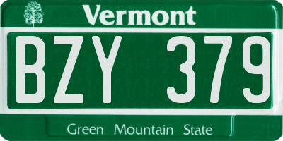 VT license plate BZY379