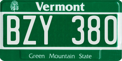 VT license plate BZY380