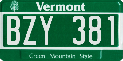 VT license plate BZY381