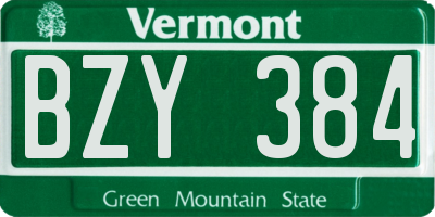 VT license plate BZY384