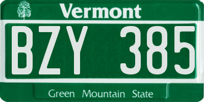 VT license plate BZY385