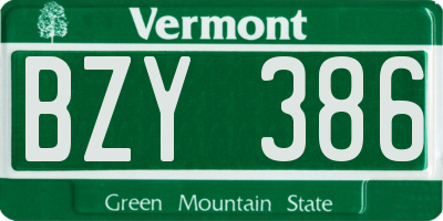 VT license plate BZY386