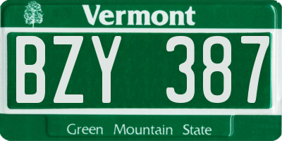 VT license plate BZY387