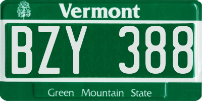 VT license plate BZY388