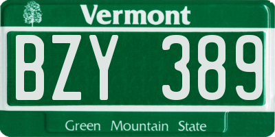 VT license plate BZY389