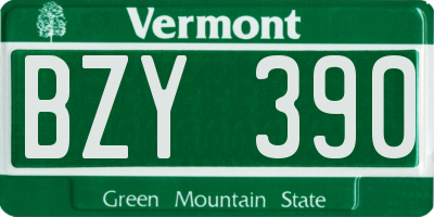 VT license plate BZY390