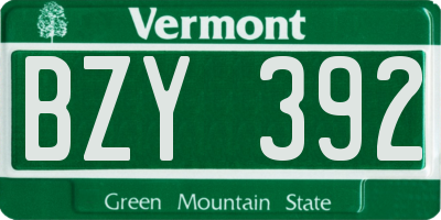 VT license plate BZY392