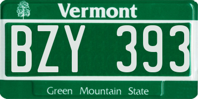 VT license plate BZY393