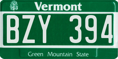 VT license plate BZY394