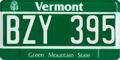VT license plate BZY395