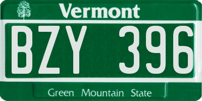 VT license plate BZY396