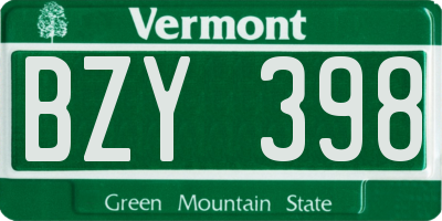VT license plate BZY398