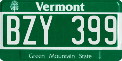 VT license plate BZY399