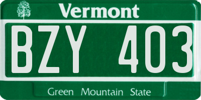 VT license plate BZY403