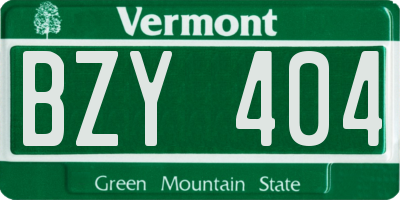 VT license plate BZY404