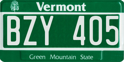 VT license plate BZY405