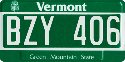 VT license plate BZY406
