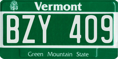 VT license plate BZY409