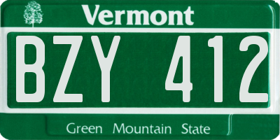 VT license plate BZY412