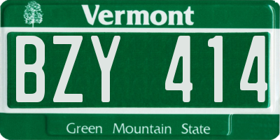 VT license plate BZY414