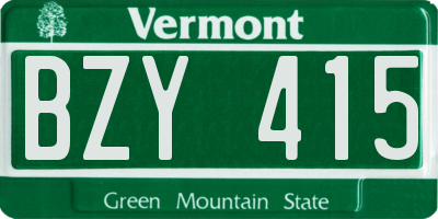 VT license plate BZY415