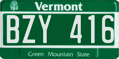 VT license plate BZY416