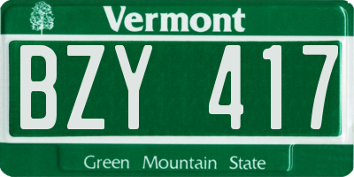 VT license plate BZY417