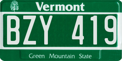 VT license plate BZY419