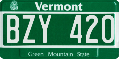 VT license plate BZY420